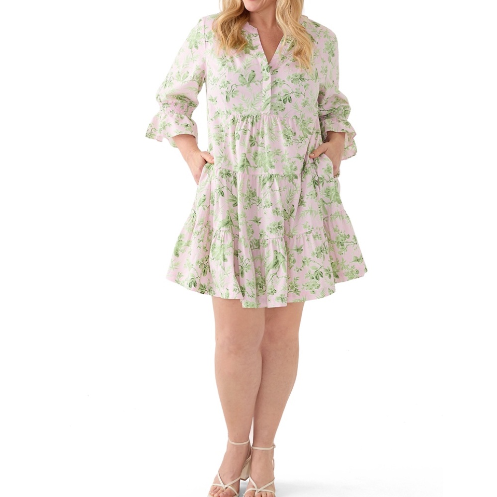 Crown & Ivy 3/4 Sleeve Tiered Mini Dress Size 1X